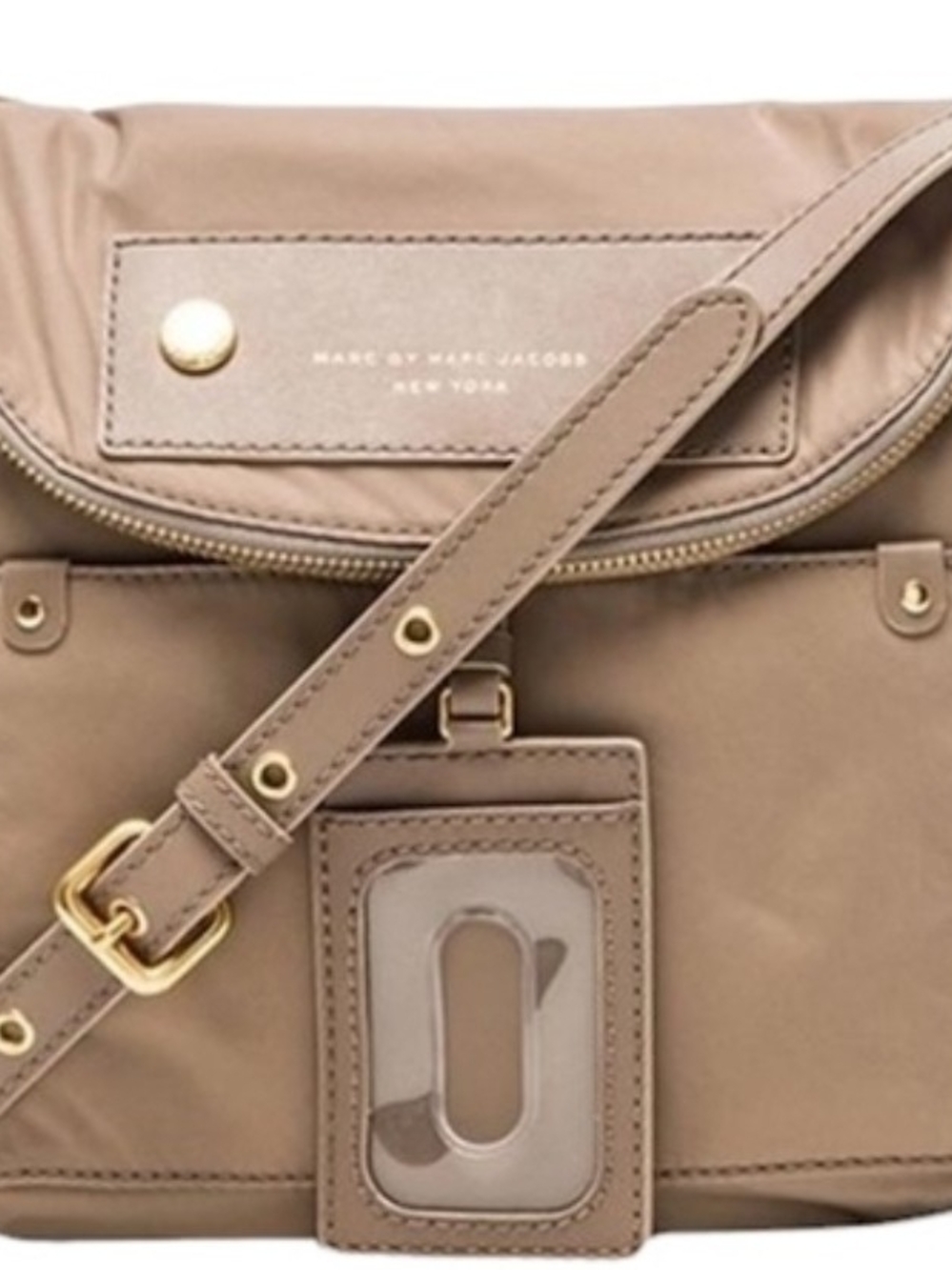 Marc Jacobs Designer Taupe Preppy Natasha Nylon Crossbody Purse Sling Bag